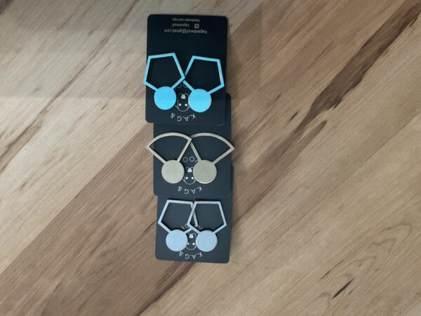 Geometric  painted wood distressed earrings