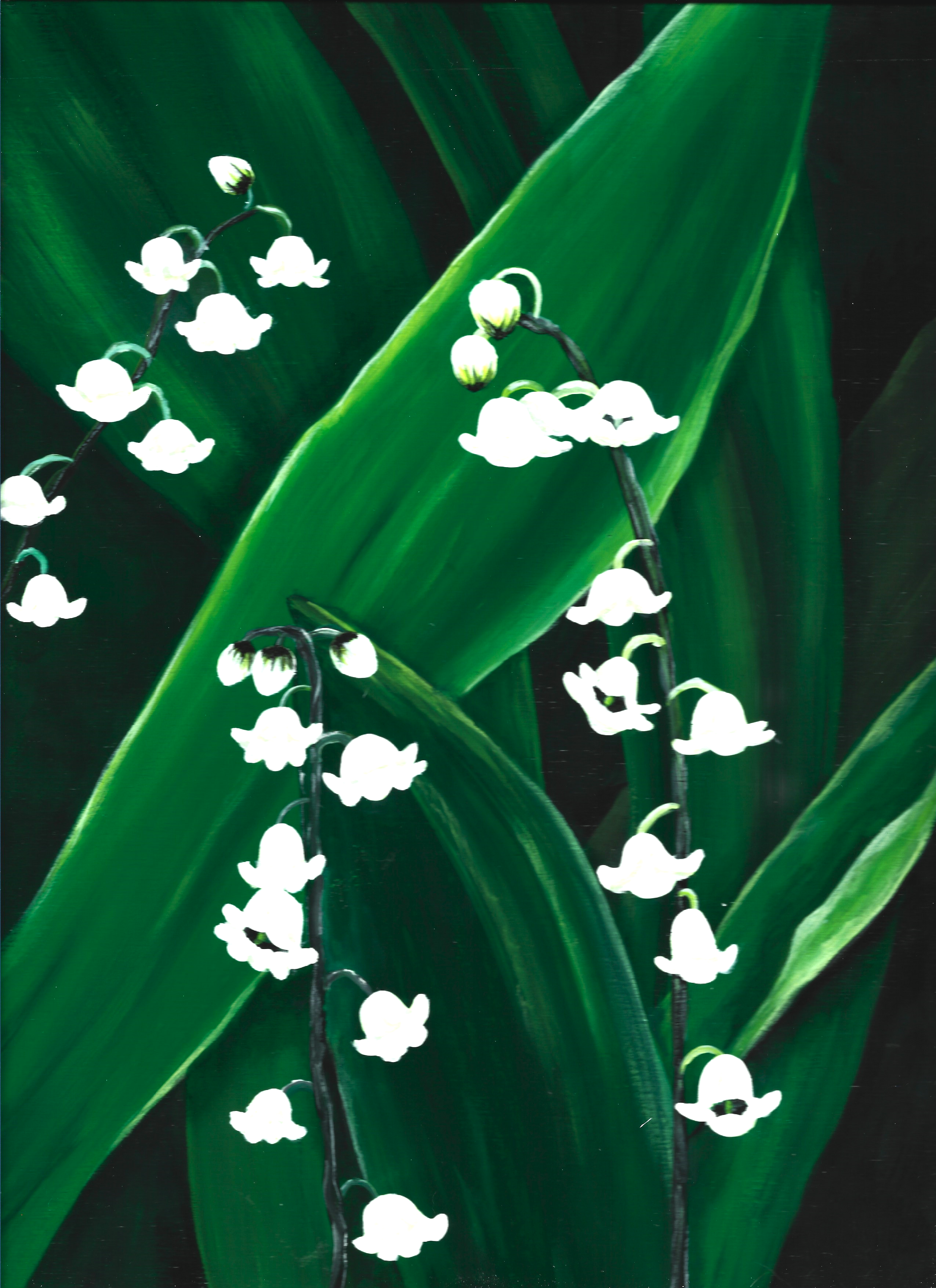 Original Acrylic Painting on Wood Canvas May Birth Flower Gift Idea Plants and Flowers Gardner Gift Wall Art Home Decor Botanical Painting Lily of the Valley