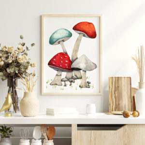 Cottagecore Mushroom ART PRINT Greenery Nature Inspired Wall Art Home Decor Accent Cozy House Gift Wall Art Mushroom Lover Decor