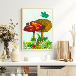Mushroom Wall Art, Botanical Art Home Decor, Nature Inspired