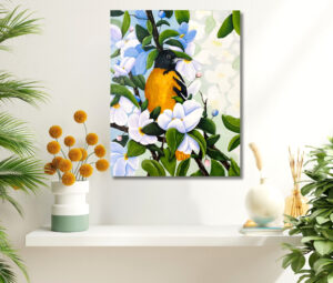 Bird and Blossoms Original Acrylic Canvas Painting Deep Canvas Wall Art Nature Inspired Home Decor Robin Painting Nature Art Lover Gift