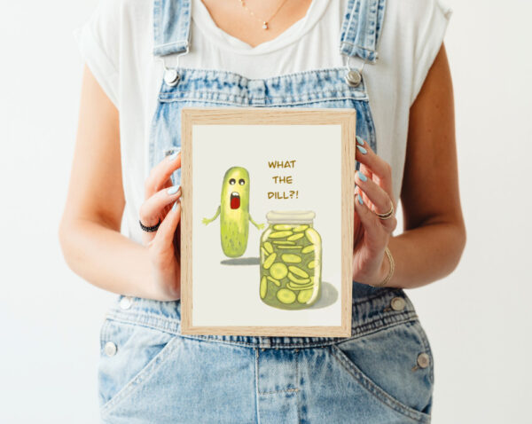 Cute Dill Pickle Digital Art Print Humorous Wall Art Unique Decor Gift For Casual Wall Decor