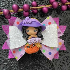 WITCH WITH PURPLE HAT HAIR BOW