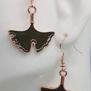 Dark Green Gingko Leaf Earrings