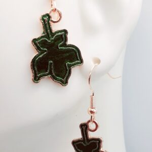 Dark Green Leaf Earrings