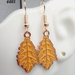 Orange Oak Leaf Earrings