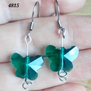 Crystal Green Butterfly Earrings