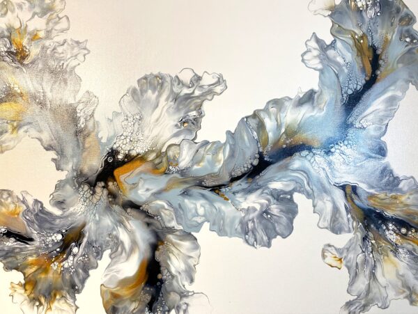 Original Abstract acrylic pour, elegant flowing artwork, neutral wall art home decor