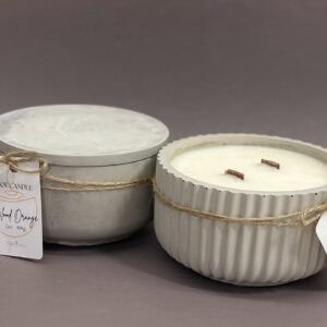 Hand Poured Concrete Candle with Soy Wax and Wood Wick-Reusable 7oz