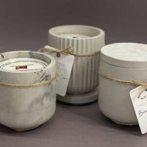 Hand Poured Concrete Candle with Soy Wax and Wood Wick-Reusable 6oz