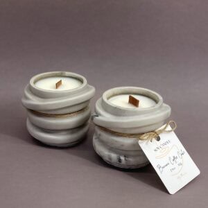 Hand Poured Concrete Candle with Soy Wax and Wood Wick-Reusable 2.9oz