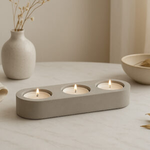 Beautiful handcrafted concrete tealight candle holder. Adds an organic cozy vibe to your home decor. the hand poured tealights will emphasize the overall feeling with the glow and scent of the tealights