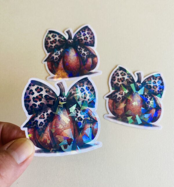 Holographic leopard pumpkin halloween fall sticker
