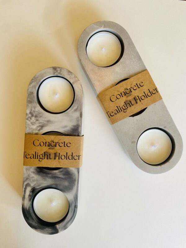 Handmade Concrete Tealight Candle Holder - Includes Soy Tealights - Image 2