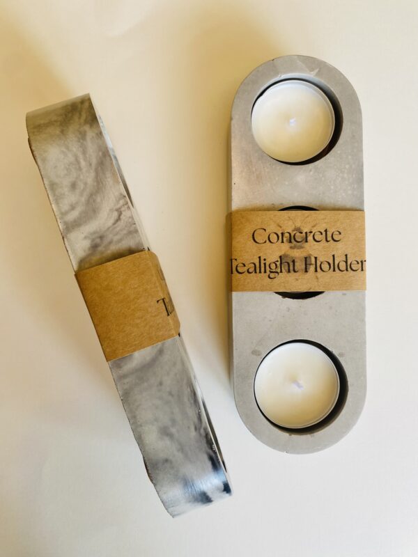 Handmade Concrete Tealight Candle Holder - Includes Soy Tealights - Image 3
