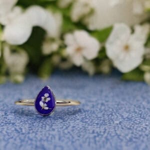 Real flower ring-purple