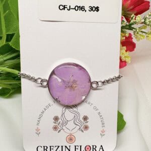 Purple real flowers bracelet