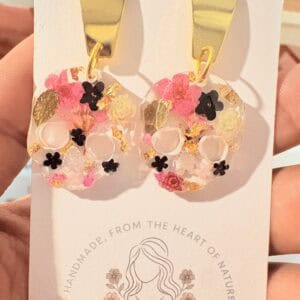 Floral skull earrings