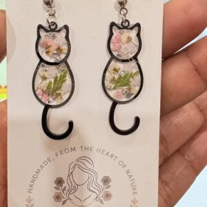 Floral cat earrings