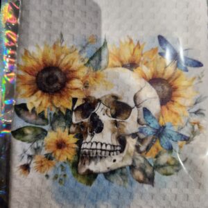 Tea Towel "Skeleton & sunflowers"