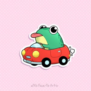 Frog in Car - Sticker