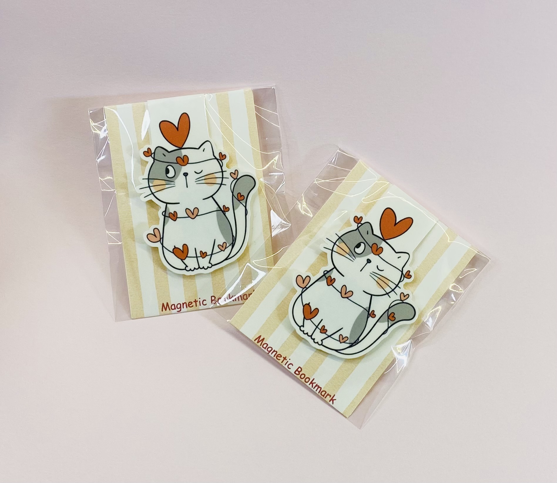 Valentine Cat Magnetic Bookmark, Bookish Stationery Gift - Image 2