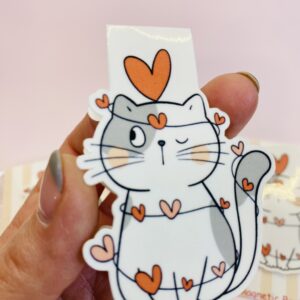 Valentine Cat Magnetic Bookmark, Bookish Stationery Gift