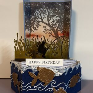 Hexagonal Pop-Up Card - Birthday (Fishing)