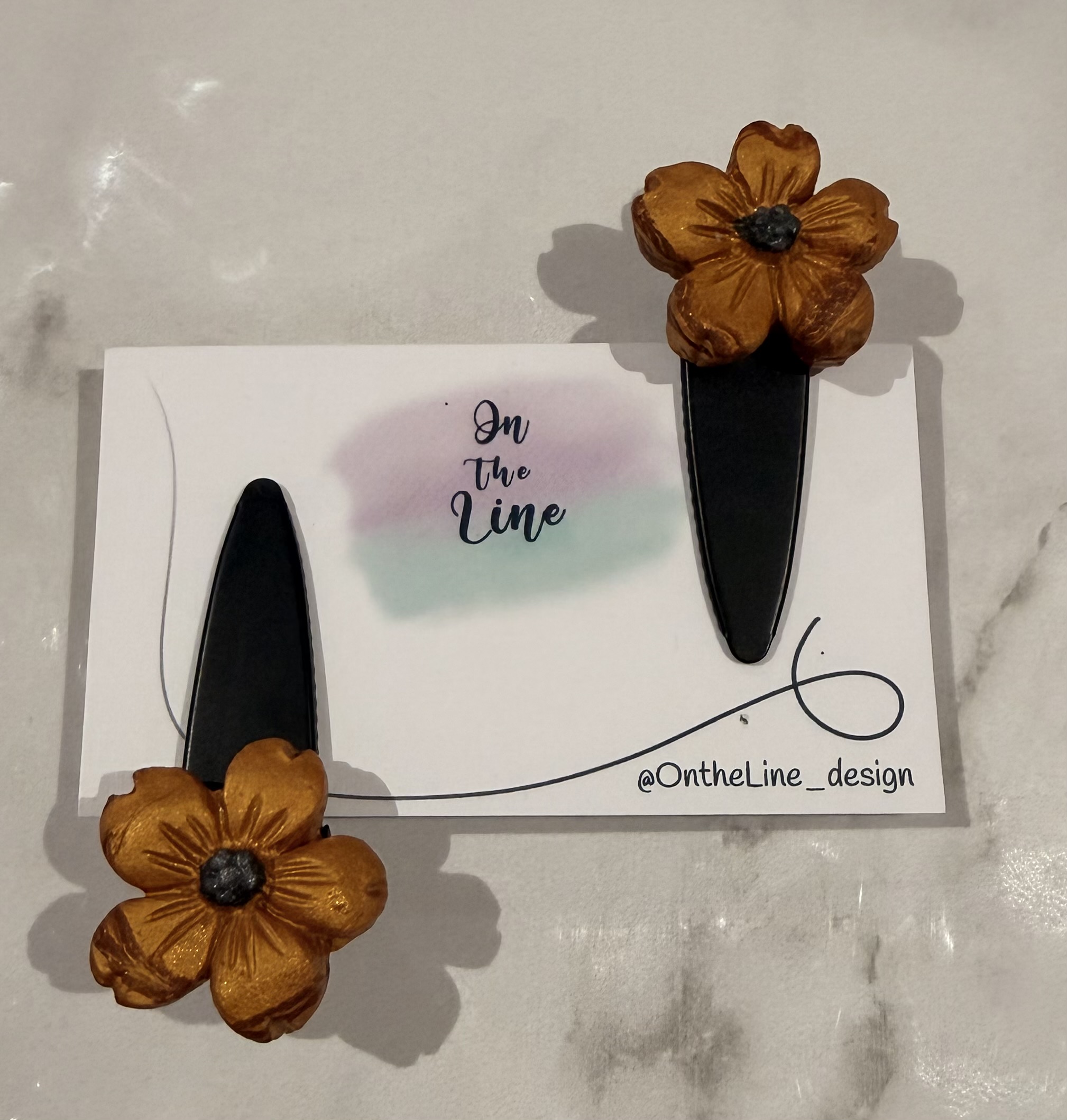 Gold Flower Hair Clips