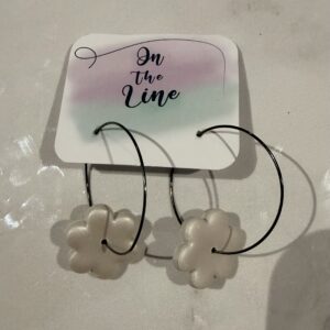 Flower Drop- White Hoop