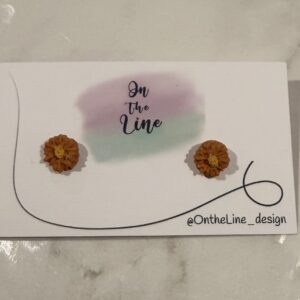 Flower Studs- Golden Orange