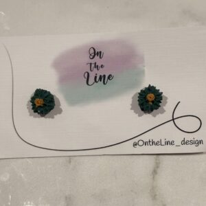 Flower Studs- Deep Green