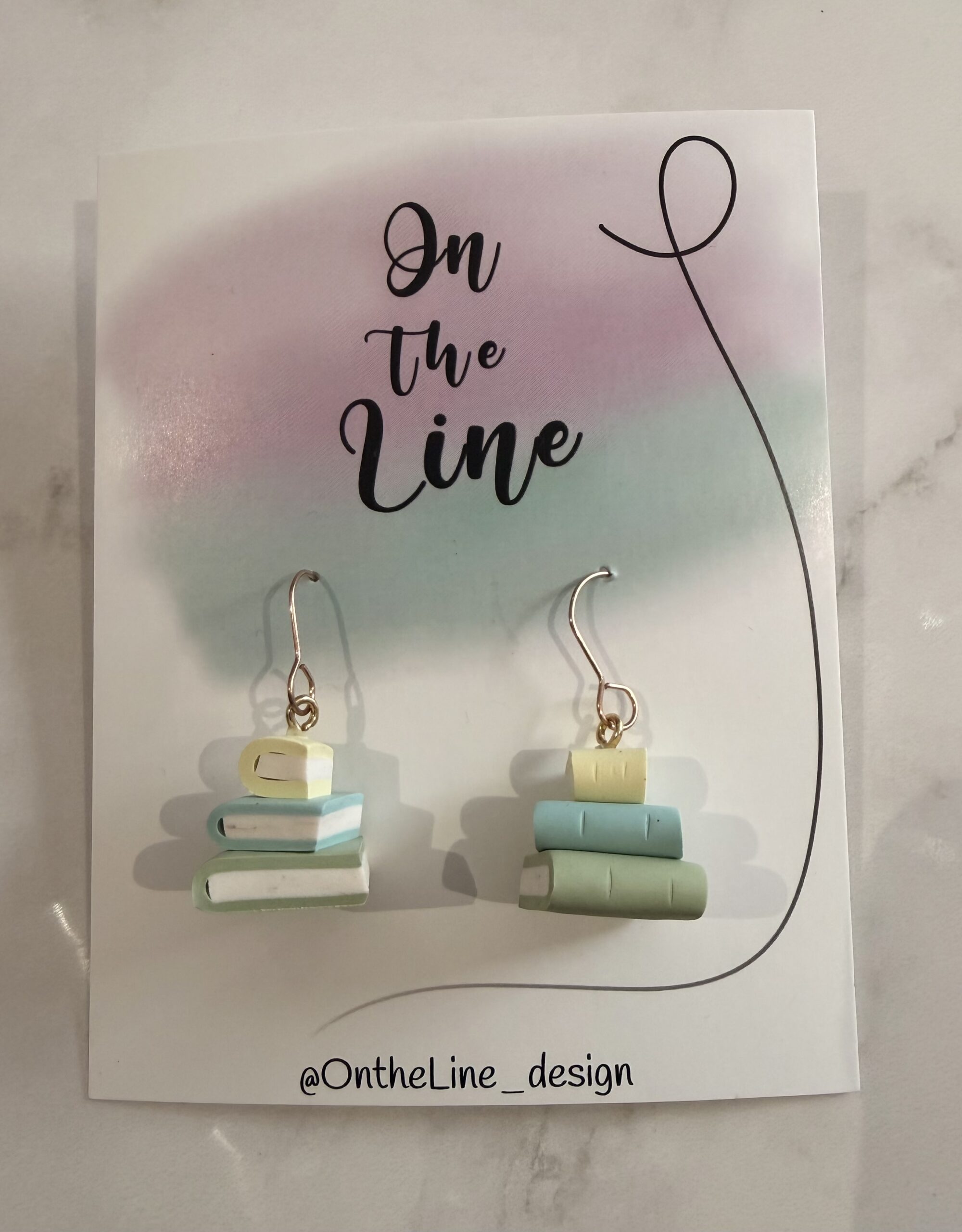 Book Stack- Sage, Blue and Butter Yellow Hooks