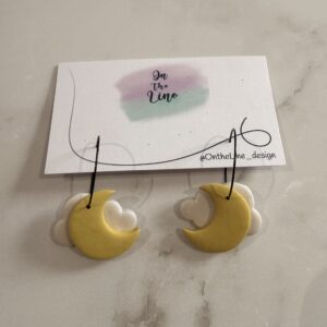 Moon and Cloud Black Hoops