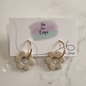 Flower Charms- Hoops Speckled Cream