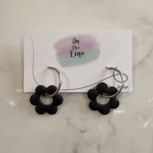 Flower Charms- Hoops Black