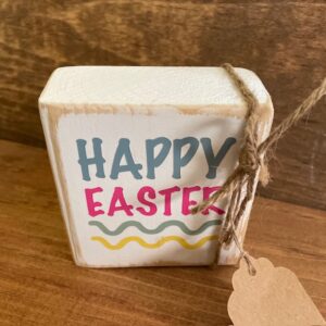 SM shelf sitter - Happy Easter - WHT BG - 3.5" x 3.5"