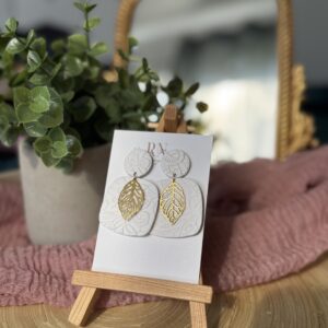 White floral print & gold charm