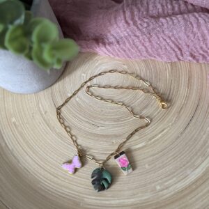 Coffee & Plant lover Gold charm necklace
