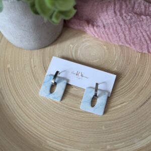 Pretty blue & white Huggie charm earrings