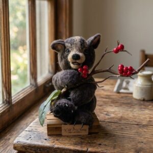 needle felted bear cub