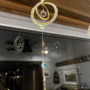 Small Double Orb Hoop 8mm AB Prism Beads