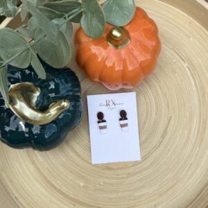Coffee cup and coffee bean stud dangle