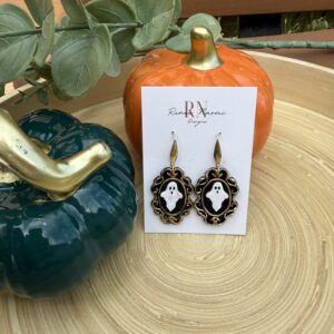 Antique Mirror with ghost dangle earrings