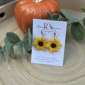 Large Sunflower dangle earrings