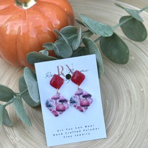 Red mushroom print earring