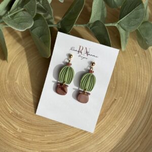 Cactus plant pot earring