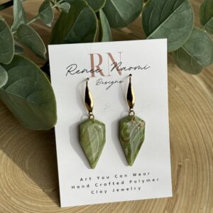 Green marble dagger earrings