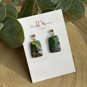 Green marble dangle earring