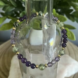 Amethyst, Lilac Amethyst, Prehnite bracelet